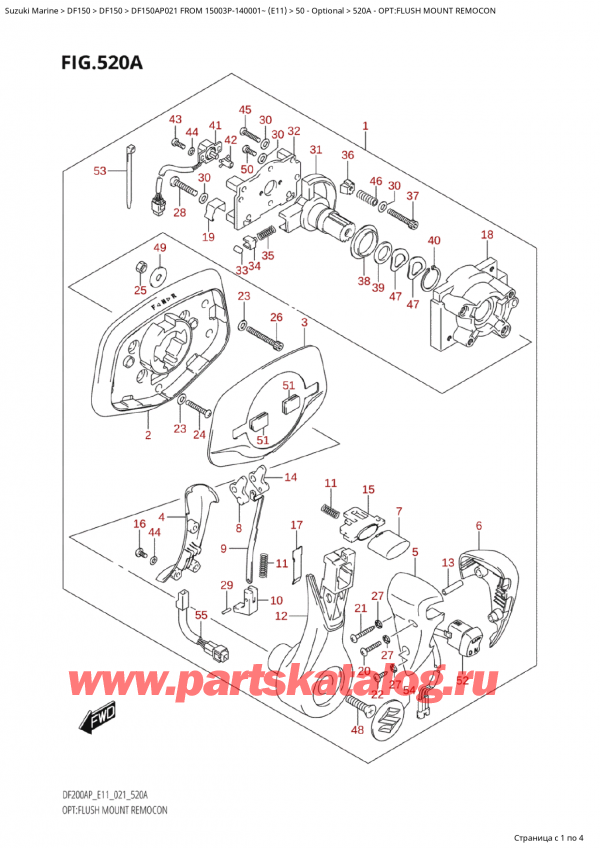  ,  , Suzuki Suzuki DF150AP L / X FROM 15003P-140001~  (E11 021)  2021 , Opt:flush Mount Remocon - :   Remocon