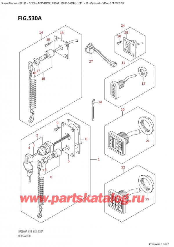  ,   , Suzuki Suzuki DF150AP L / X FROM 15003P-140001~  (E11 021), Opt:switch - : 