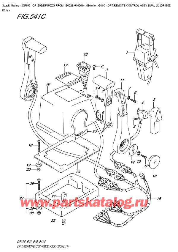  ,   , Suzuki DF150Z L/X FROM 15002Z-610001~   2016 , Opt:remote  Control  Assy  Dual  (1)  (Df150Z  E01)