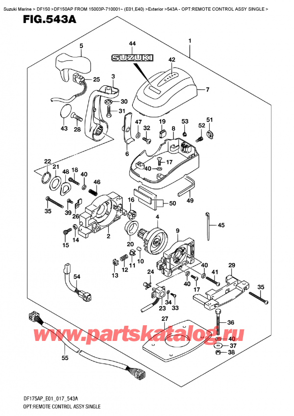 ,   , Suzuki DF150AP '/X FROM 15003P-710001~ (E01)  ,    ,  / Opt:remote  Control  Assy  Single