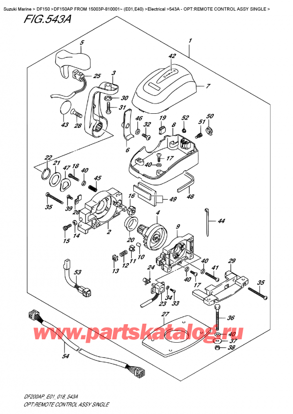  ,   , SUZUKI DF150AP L / X FROM 15003P-810001~ (E01)  2018 , Opt:remote  Control  Assy  Single