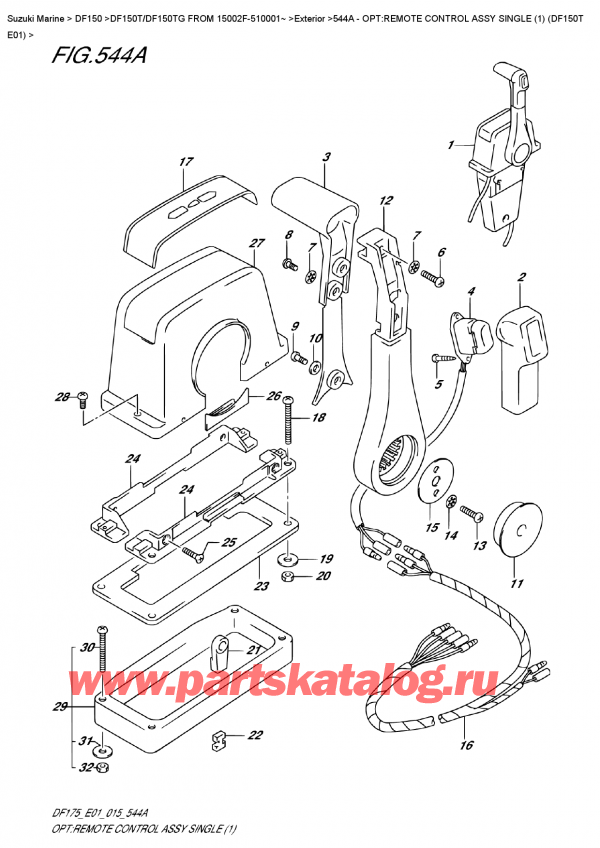 ,   , SUZUKI DF150T L / X FROM 15002F-510001~ (E01), Opt:remote  Control  Assy  Single  (1)  (Df150T  E01)