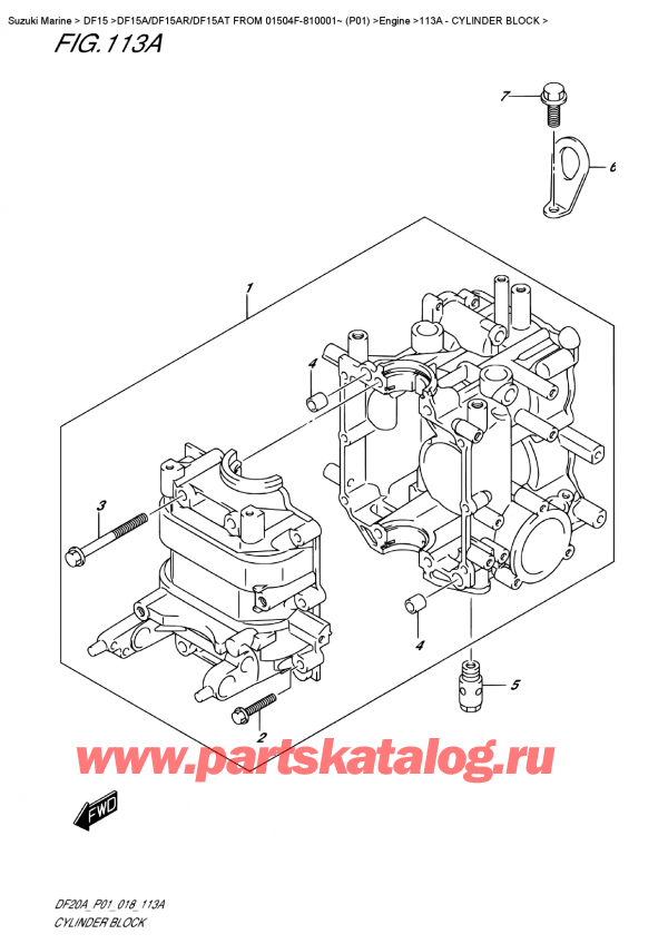   ,    , Suzuki DF15A S / L FROM 01504F-810001~ (P01), Cylinder  Block