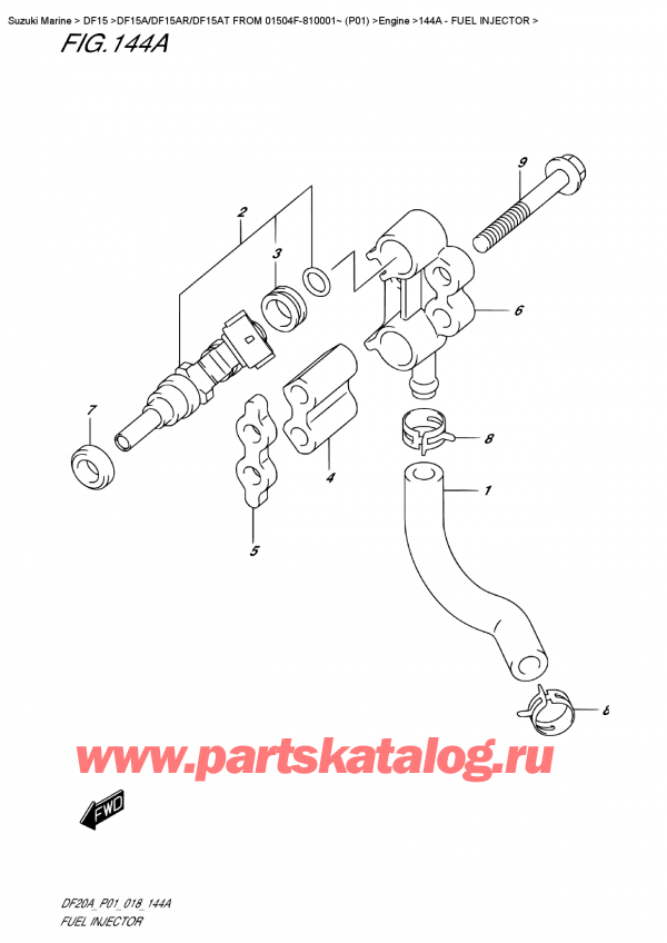   ,  , Suzuki DF15A ES / EL FROM 01504F-810001~ (P01),   / Fuel  Injector