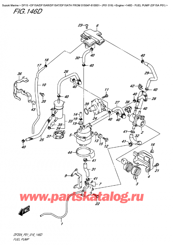 ������ �������������, �� ��������� ���������, Suzuki DF15A ES / EL FROM 01504F-610001~ (P01 016) , Fuel  Pump  (Df15A  P01)