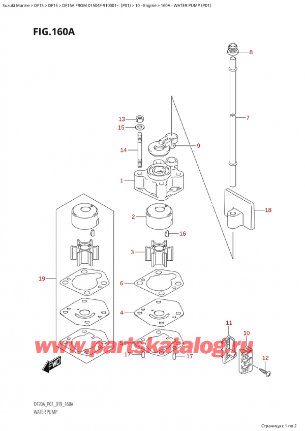   ,   , Suzuki  DF15A S/L FROM 01504F-910001~ (P01)  2019 , Water Pump (P01)