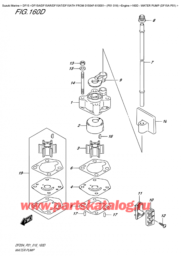 ,   , Suzuki DF15A ES / EL FROM 01504F-610001~ (P01 016) ,   (Df15A P01) / Water  Pump  (Df15A  P01)