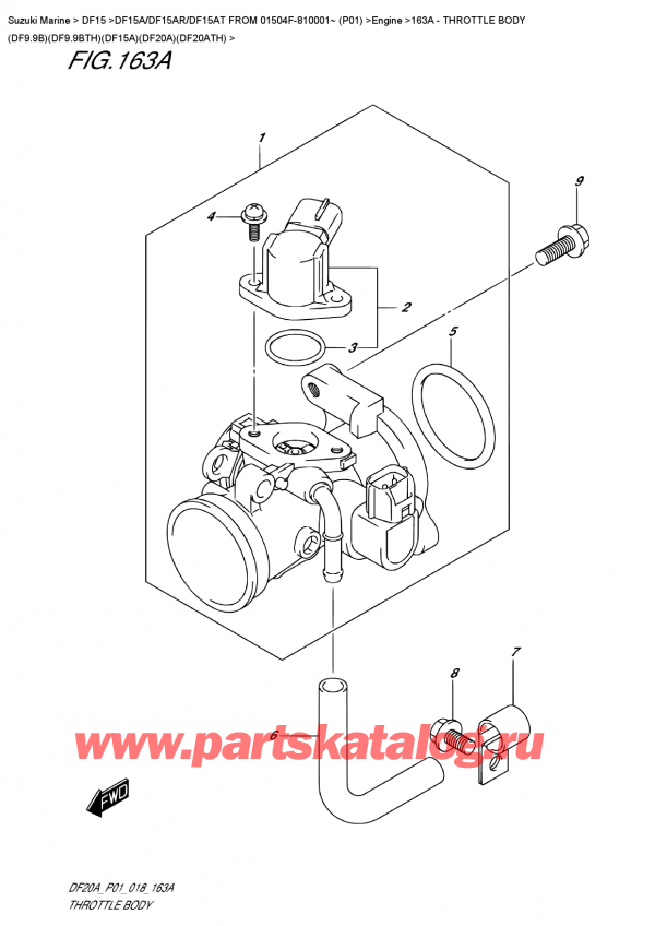  ,    , Suzuki DF15A S / L FROM 01504F-810001~ (P01), Throttle  Body  (Df9.9B)(Df9.9Bth)(Df15A)(Df20A)(Df20Ath)
