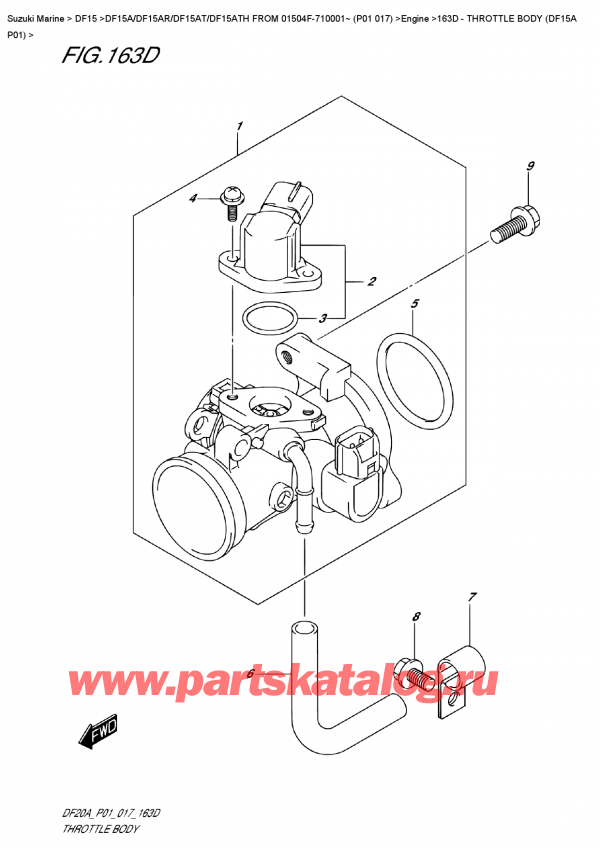  ,    , Suzuki Suzuki DF15A ES / EL FROM 01504F-710001~ (P01 017)   2017 , Throttle  Body  (Df15A  P01)