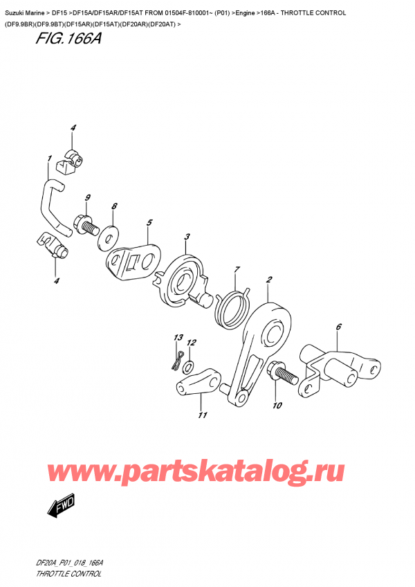 �������������, �� ��������� ���������, Suzuki DF15A RS / RL FROM 01504F-810001~ (P01), Throttle  Control  (Df9.9Br)(Df9.9Bt)(Df15Ar)(Df15At)(Df20Ar)(Df20At)