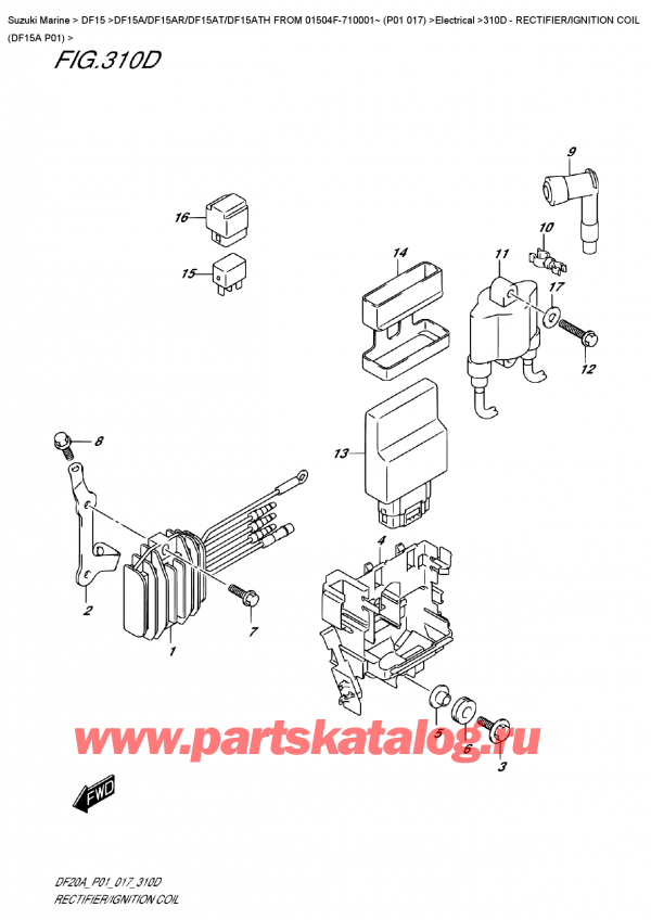  ,   ,  DF15A S/L FROM 01504F-710001~ (P01 017)   2017 , Rectifier/ignition  Coil  (Df15A  P01)