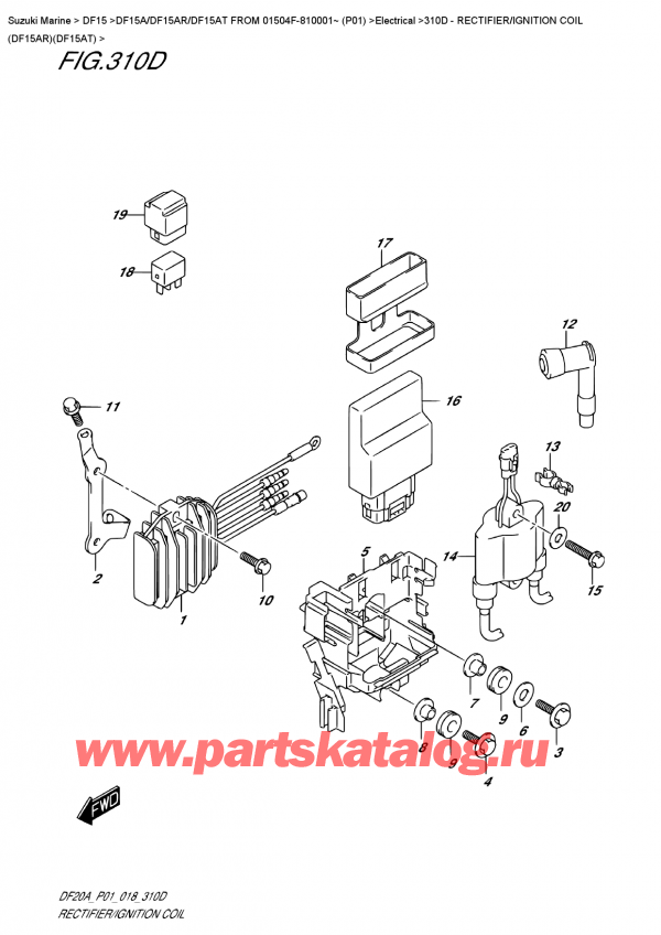  ,    , Suzuki DF15A RS / RL FROM 01504F-810001~ (P01), Rectifier/ignition  Coil  (Df15Ar)(Df15At)