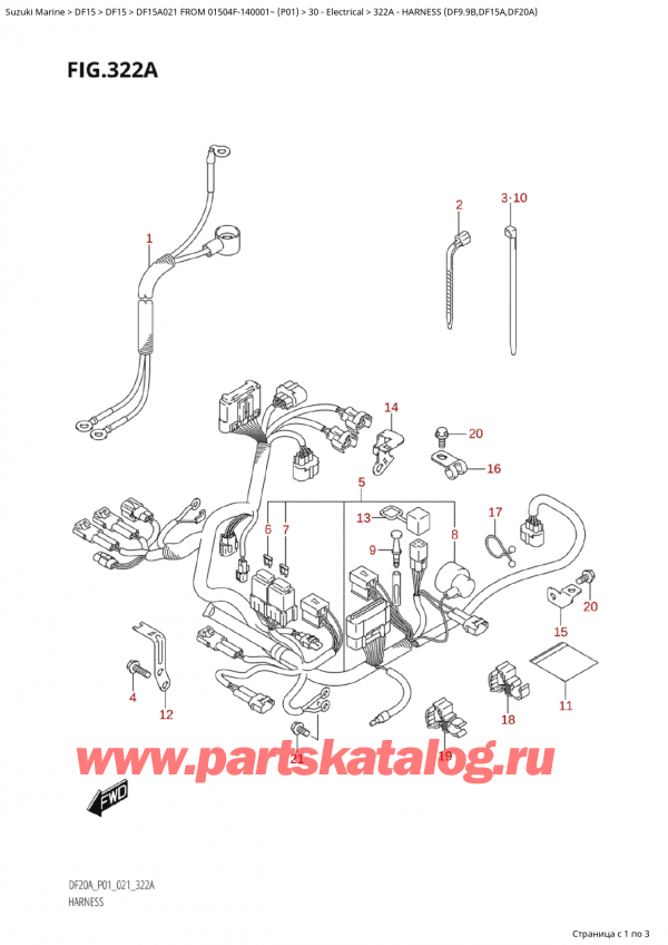   ,  , Suzuki Suzuki DF15A S/L FROM 01504F-140001~  (P01 021)  2021 ,   (Df9.9B, Df15A, Df20A) - Harness (Df9.9B,Df15A,Df20A)