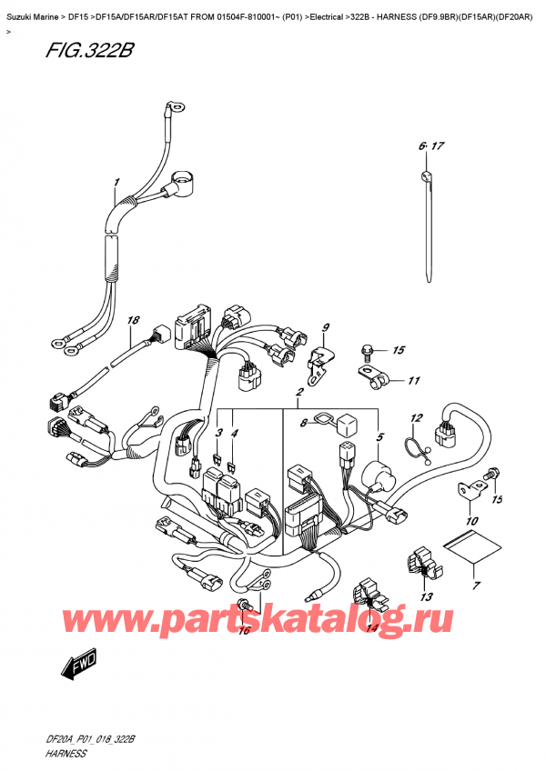 ,   , Suzuki DF15A RS / RL FROM 01504F-810001~ (P01)  2018 , Harness  (Df9.9Br)(Df15Ar)(Df20Ar)