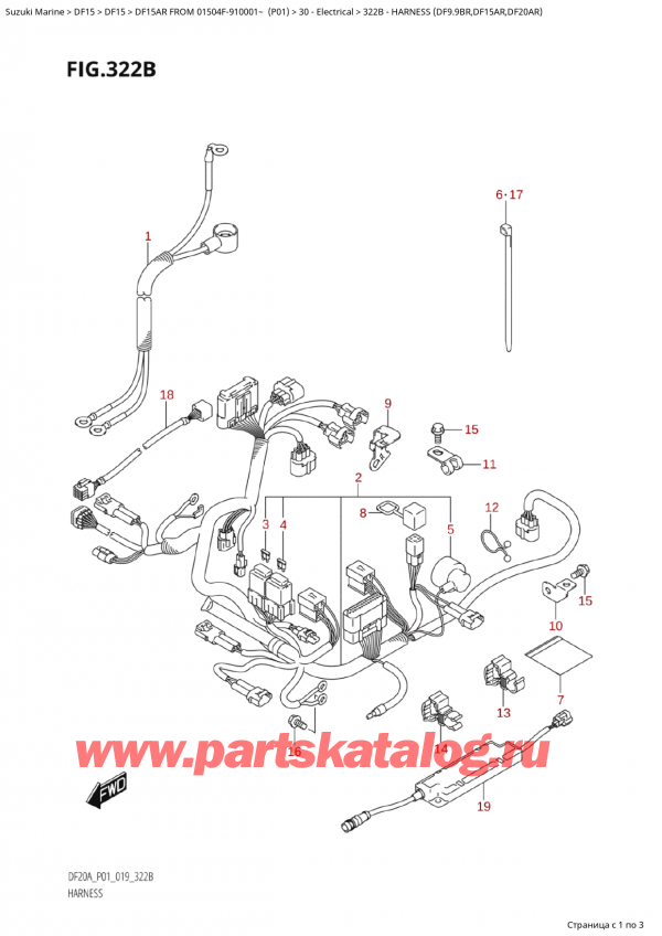  ,   , Suzuki  DF20A S/L FROM 02002F-910001~ (P01)  2019 , Harness (Df9.9Br,Df15Ar,Df20Ar) /   (Df9.9Br, Df15Ar, Df20Ar)