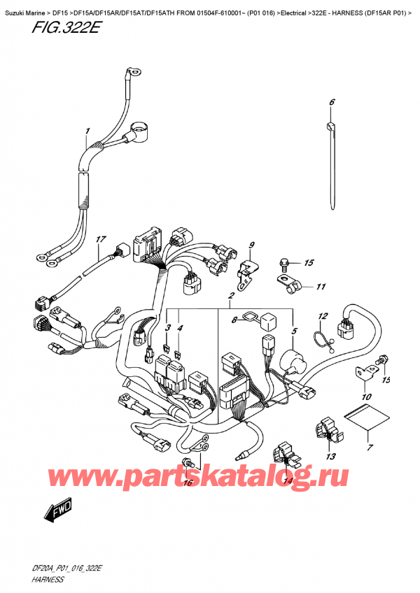 ������������ ��������, �� ��������� ���������, Suzuki DF15A RS/RL FROM 01504F-610001~ (P01 016) , ���� �������� (Df15Ar P01) / Harness  (Df15Ar  P01)
