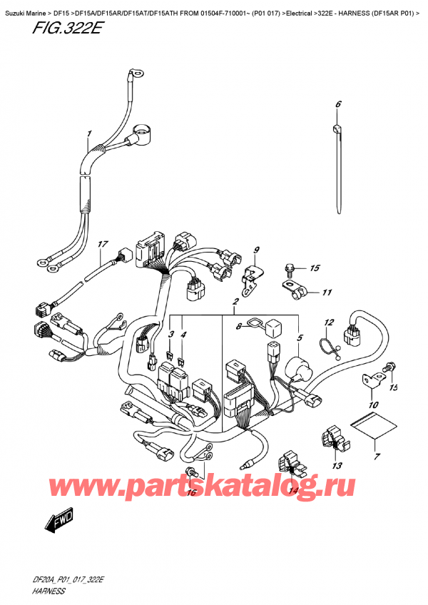  ,   , Suzuki DF15A RS / RL FROM 01504F-710001~ (P01 017)   2017 , Harness  (Df15Ar  P01)