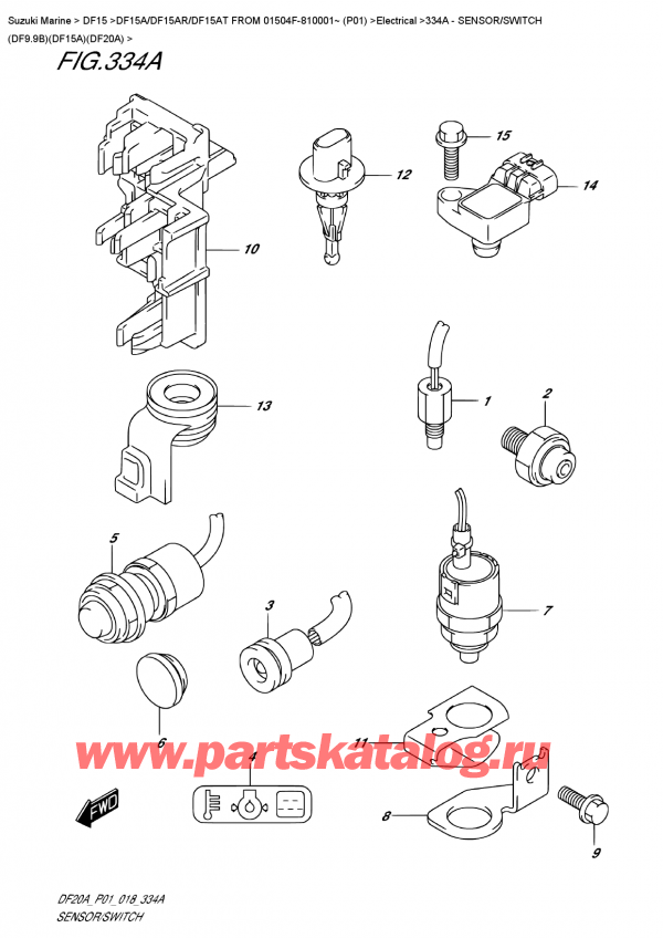  , , Suzuki DF15A S / L FROM 01504F-810001~ (P01),    (Df9.9B) (Df15A) (Df20A) / Sensor/switch  (Df9.9B)(Df15A)(Df20A)