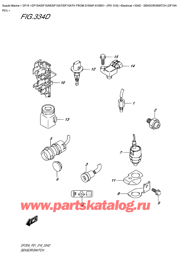 ,   , Suzuki DF15A S/L FROM 01504F-610001~ (P01 016) , Sensor/switch  (Df15A  P01) -    (Df15A P01)