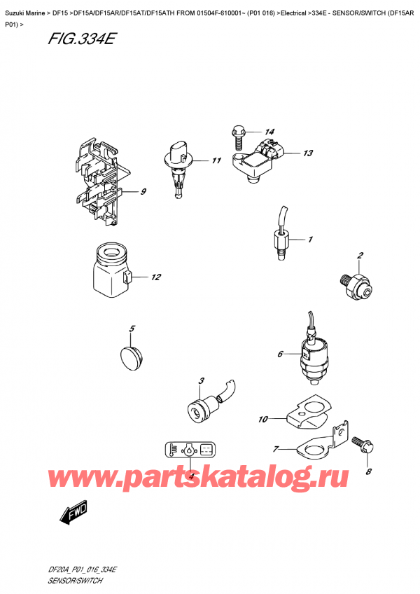   ,   , Suzuki DF15A RS/RL FROM 01504F-610001~ (P01 016) , Sensor/switch  (Df15Ar  P01) -    (Df15Ar P01)