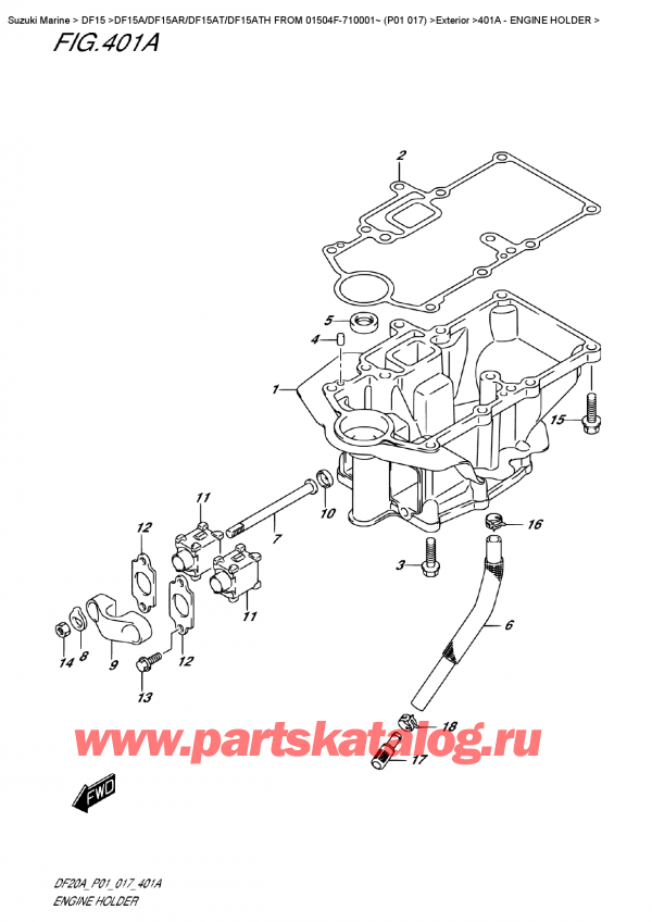   ,   , Suzuki DF15A S/L FROM 01504F-710001~ (P01 017)   2017 ,   - Engine  Holder