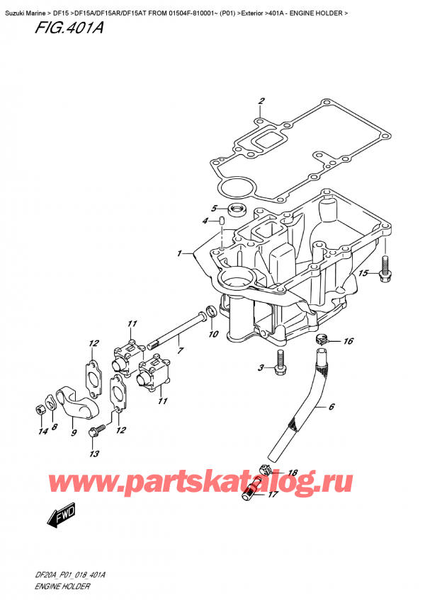  ,   , Suzuki DF15A ES / EL FROM 01504F-810001~ (P01)  2018 ,   - Engine  Holder