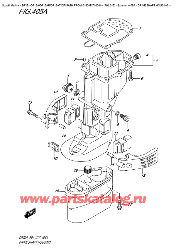 ,   , Suzuki DF15A RS / RL FROM 01504F-710001~ (P01 017)   2017 , Drive Shaft  Housing /   