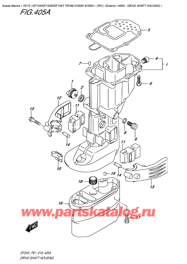 ,  , SUZUKI DF15A S / L FROM 01504F-810001~ (P01)  2018 , Drive Shaft Housing /   