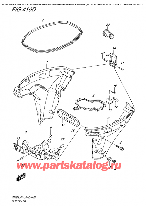 ,   , Suzuki DF15A S/L FROM 01504F-610001~ (P01 016)   2016 , Side  Cover  (Df15A  P01)