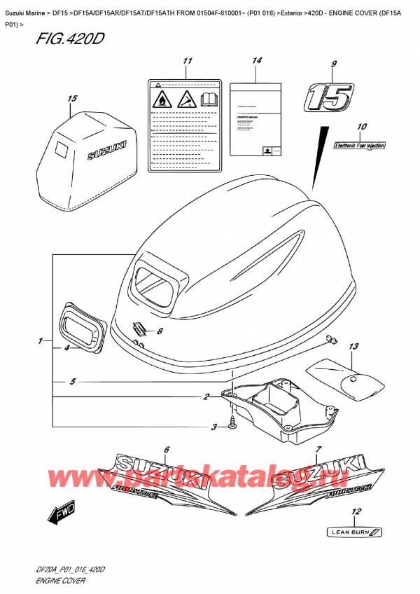 ,   , Suzuki DF15A S/L FROM 01504F-610001~ (P01 016)   2016 , Engine  Cover  (Df15A  P01) /   () (Df15A P01)