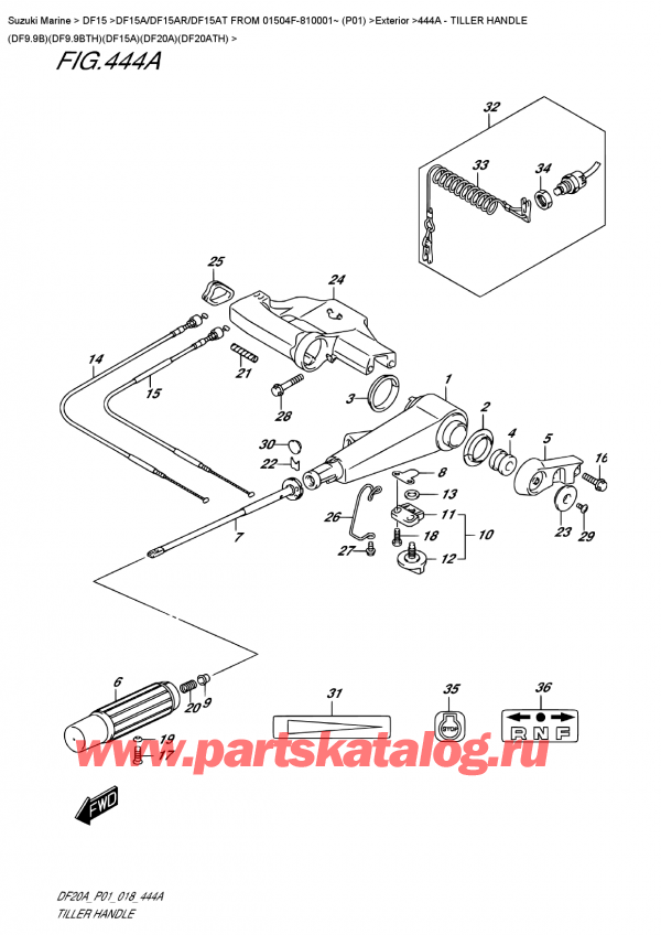 ,   , Suzuki DF15A ES / EL FROM 01504F-810001~ (P01)  2018 ,  (Df9.9B) (Df9.9Bth) (Df15A) (Df20A) (Df20Ath) - Tiller  Handle  (Df9.9B)(Df9.9Bth)(Df15A)(Df20A)(Df20Ath)