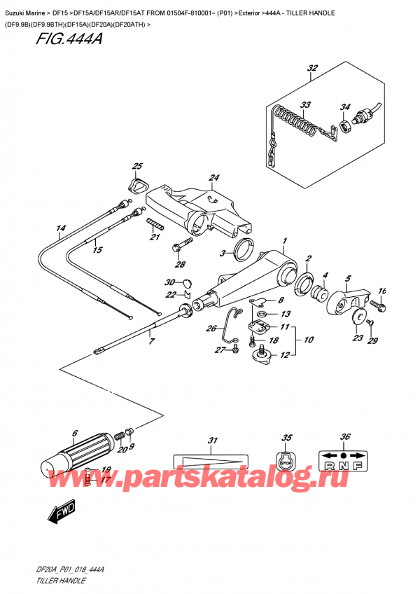  ,  , Suzuki DF15A ES / EL FROM 01504F-810001~ (P01), Tiller  Handle  (Df9.9B)(Df9.9Bth)(Df15A)(Df20A)(Df20Ath) -  (Df9.9B) (Df9.9Bth) (Df15A) (Df20A) (Df20Ath)