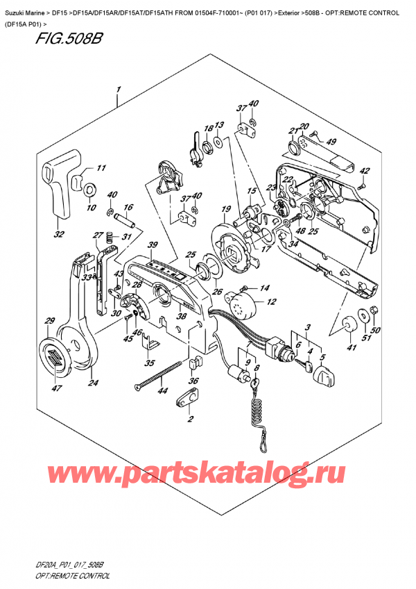 ������������ ��������, �� �����, Suzuki Suzuki DF15A ES / EL FROM 01504F-710001~ (P01 017) , Opt:remote  Control  (Df15A  P01)