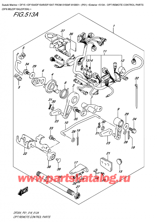  ,   , Suzuki DF15A S / L FROM 01504F-810001~ (P01), Opt:remote  Control  Parts  (Df9.9B)(Df15A)(Df20A) / :     (Df9.9B) (Df15A) (Df20A)