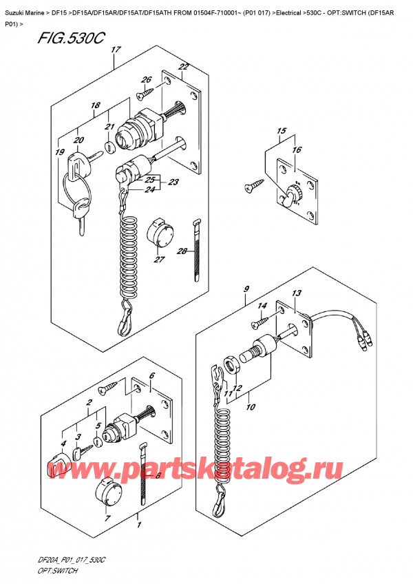 ������ ��������, , Suzuki DF15A RS / RL FROM 01504F-710001~ (P01 017)  ������ 2017 ����, Opt:switch  (Df15Ar  P01)