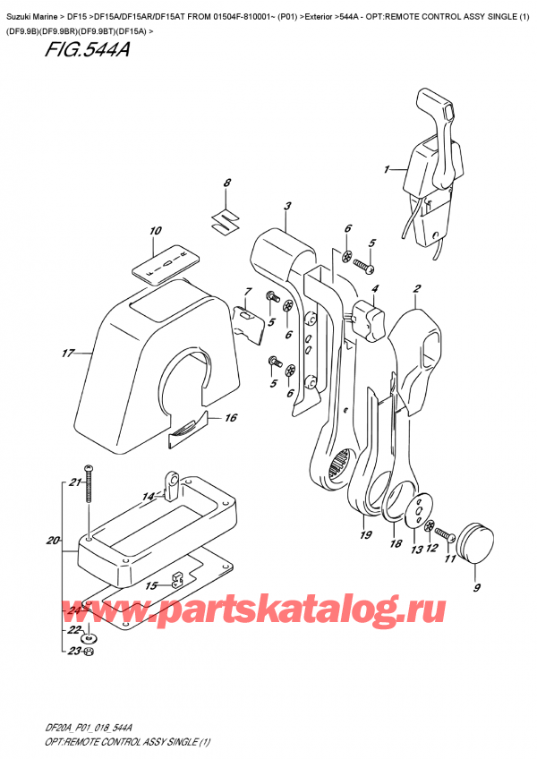 ,   , Suzuki DF15A ES / EL FROM 01504F-810001~ (P01),    ,  (1) (Df9.9B) (Df9.9Br) (Df9.9Bt) (Df15A) / Opt:remote  Control  Assy  Single  (1)  (Df9.9B)(Df9.9Br)(Df9.9Bt)(Df15A)