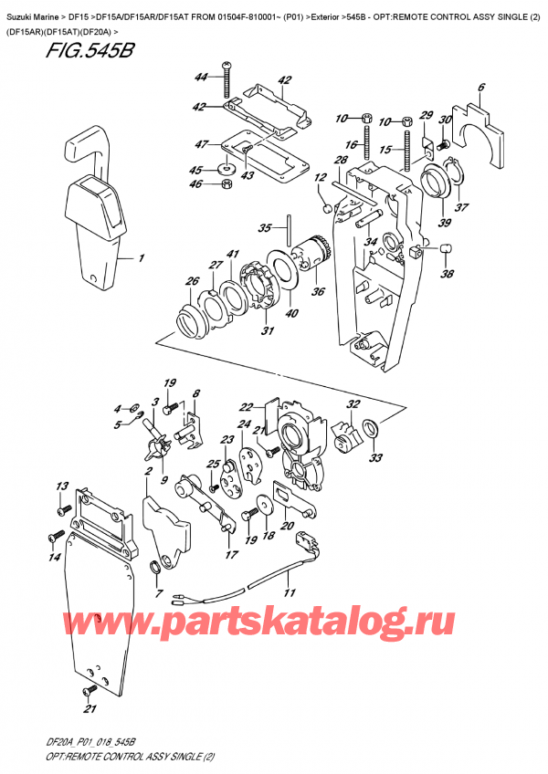  ,  , Suzuki DF15A RS / RL FROM 01504F-810001~ (P01), Opt:remote  Control  Assy  Single  (2)  (Df15Ar)(Df15At)(Df20A) /    ,  (2) (Df15Ar) (Df15At) (Df20A)