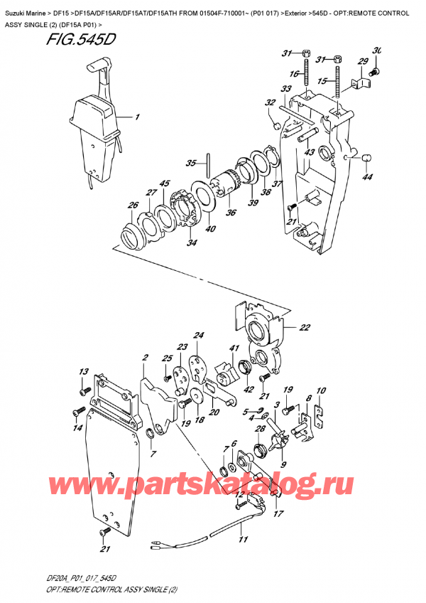  ,   , Suzuki Suzuki DF15A ES / EL FROM 01504F-710001~ (P01 017) , Opt:remote  Control  Assy  Single  (2)  (Df15A  P01)