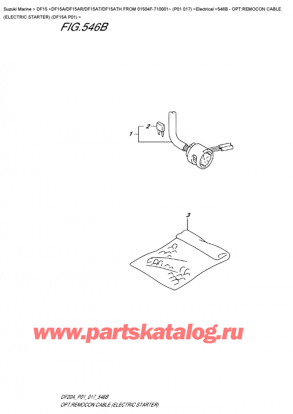  ,    , Suzuki Suzuki DF15A ES / EL FROM 01504F-710001~ (P01 017) , Opt:remocon Cable (Electric Starter) (Df15A P01)