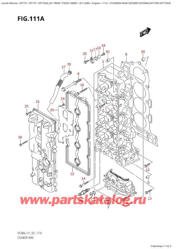 ,   , Suzuki Suzuki DF175A ZL / ZX FROM 17503Z-140001~  (E01 021)  2021 , Cylinder Head (Df200At,Df200Az,Df175At,Df175Az) -    (Df200At, Df200Az, Df175At, Df175Az)