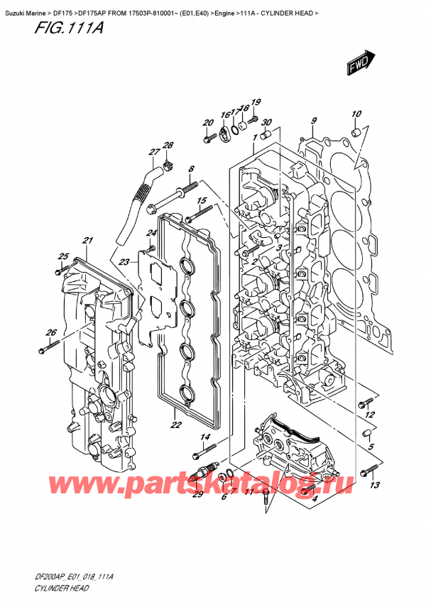  ,   , Suzuki DF175AP FROM 17503P-810001~ (E01)  , Cylinder Head /   