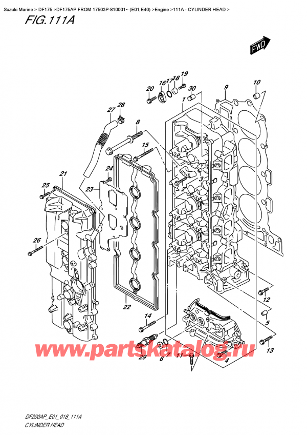  ,   , Suzuki DF175AP FROM 17503P-810001~ (E01)    2018 , Cylinder Head