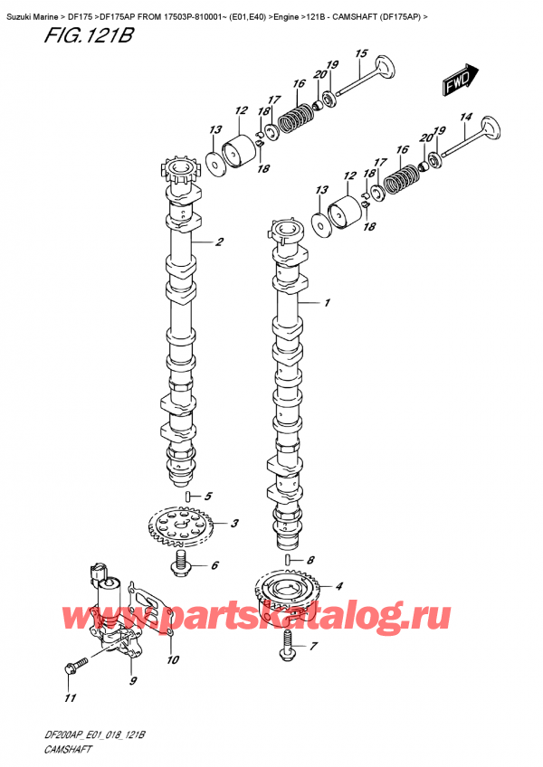  ,  ,  DF175AP FROM 17503P-810001~ (E01)  , Camshaft  (Df175Ap)