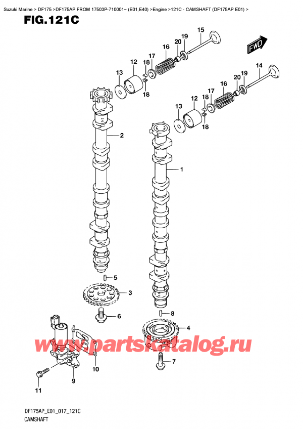 ��������� ��������, �� ���������, Suzuki DF175AP L/X  FROM 17503P-710001~ (E01)  , ����������������� ��� (Df175Ap E01)