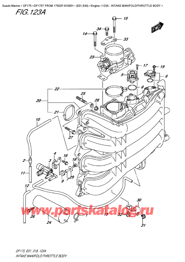 ,   , Suzuki DF175T L/X FROM 17502F-810001~ (E01),   /   / Intake Manifold/throttle  Body