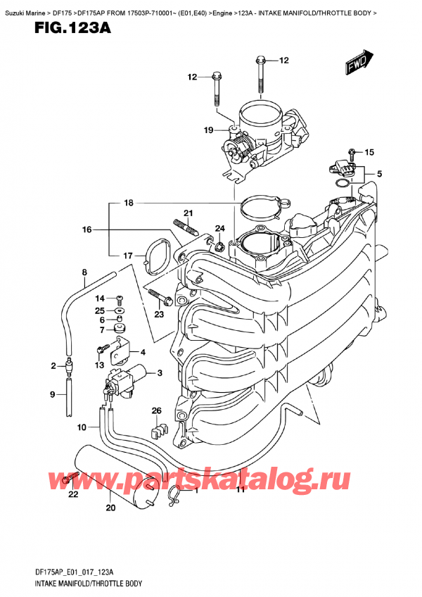  ,  , Suzuki DF175AP L/X  FROM 17503P-710001~ (E01)  , Intake Manifold/throttle  Body