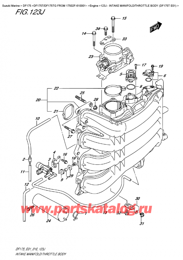 �������������, �� �������� �����, Suzuki DF175T L/X FROM 17502F-610001~  ������ 2016 ����, Intake Manifold/throttle  Body  (Df175T  E01)