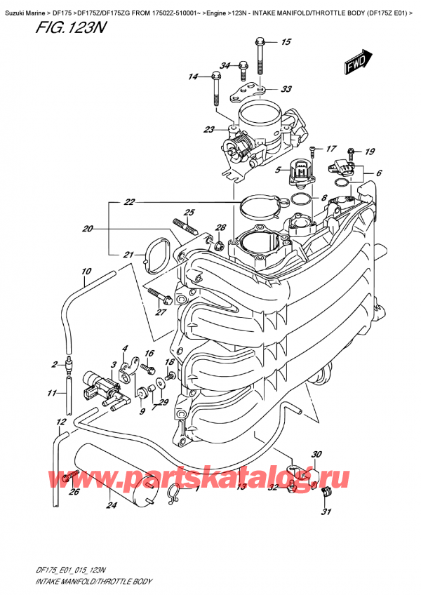 ,   , Suzuki DF175Z L / X FROM 17502Z-510001~ (E01), Intake Manifold/throttle  Body  (Df175Z  E01) -   /   (Df175Z E01)