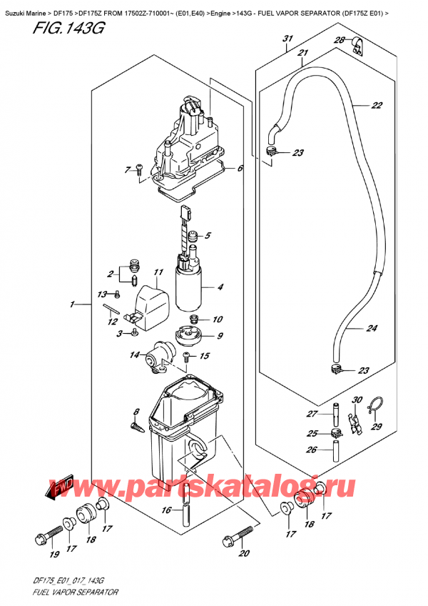  ,   , Suzuki DF175 ZL / ZX FROM 17502Z-710001~ (E01)  2017 ,    (Df175Z E01) - Fuel  Vapor Separator  (Df175Z  E01)