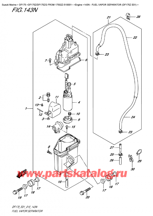  ,   , Suzuki DF175Z L / X FROM 17502Z-510001~ (E01)  2015 , Fuel  Vapor Separator  (Df175Z  E01)